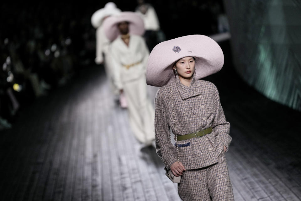 A model wears a creation as part of the Chanel Fall/Winter 2024-2025 ready-to-wear collection presented Tuesday, March 5, 2024 in Paris. (Photo by Scott A Garfitt/Invision/AP)