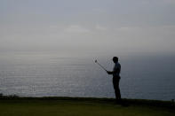 Lanto Griffin line up his shot on the fourth green during the first round of the U.S. Open Golf Championship, Thursday, June 17, 2021, at Torrey Pines Golf Course in San Diego. (AP Photo/Jae C. Hong)