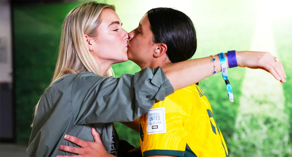 Pictured right to left is Sam Kerr and fiancee Kristie Mewis.