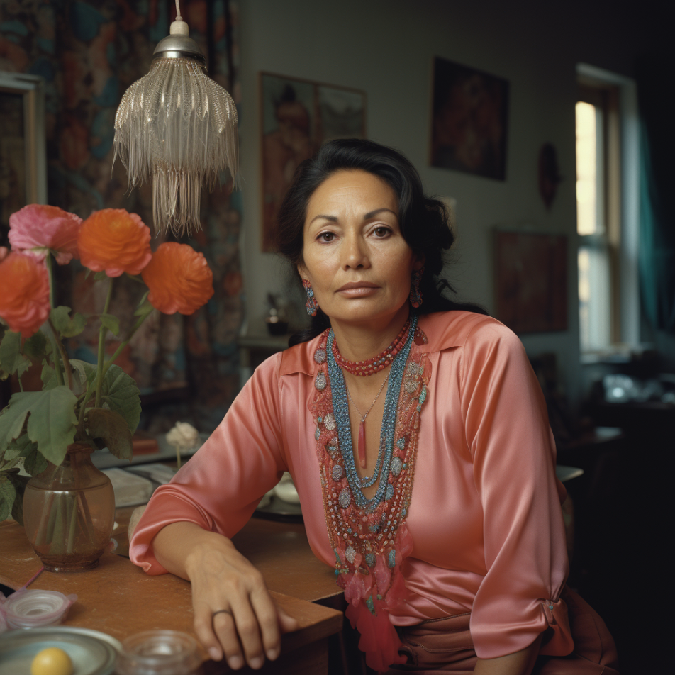 A woman in her 50s in the 1970s in her home