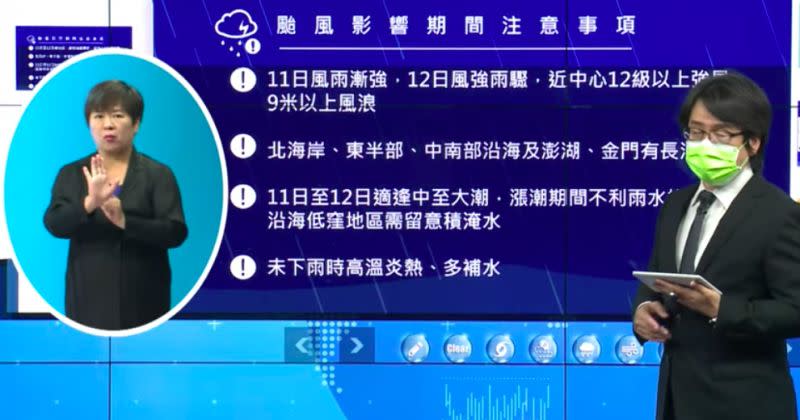 ▲強颱璨樹來襲，氣象局傍晚17時30分召開記者會，說明最新天氣預報。（圖／氣象局）