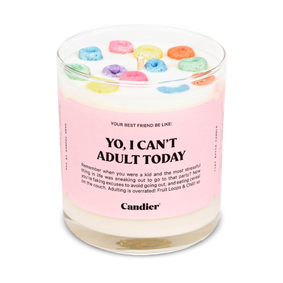 pink and white cereal candle