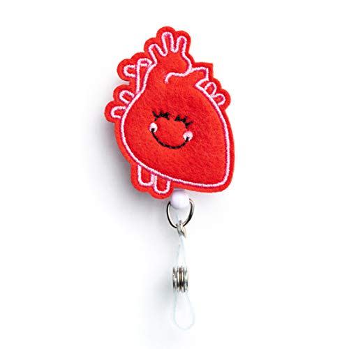 1) Anatomical Heart Nurse Retractable Badge Reel Holder