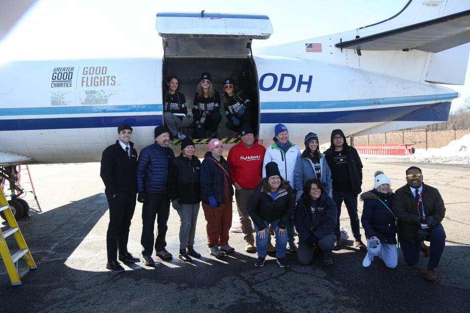 Morristown, NJ -- February 14, 2024 -- Greater Good Charities, iHeartDogs.com, and iHeartCats.com airlifted over 80 shelter pets from New Orleans to Morristown, NJ, landing at Morristown Airport. Vans from local shelters like St. Hubert's were there to pick up the animals that are available for adoption.