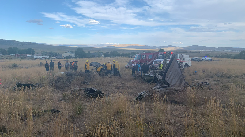 A photo of the wreckage at the crash site near Reno-Stead Airport