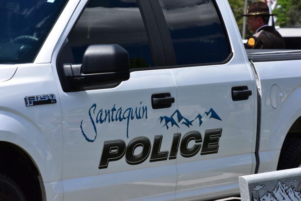  A Santaquin Police Department truck is pictured on Monday, May 13, 2024. (Kyle Dunphey/Utah News Dispatch)