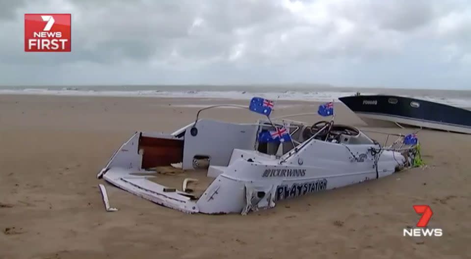 Bobby Bonnici's Playstation boat is a write-off. Source: 7 News