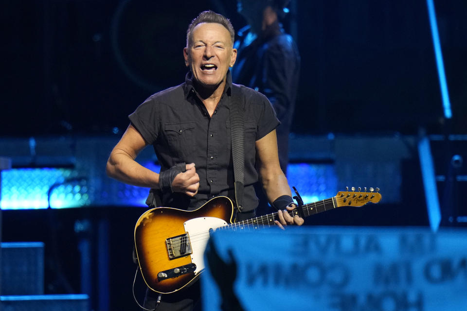 Singer Bruce Springsteen and the E Street Band perform during their 2023 tour Wednesday, Feb. 1, 2023, at Amalie Arena in Tampa, Fla. (AP Photo/Chris O'Meara)