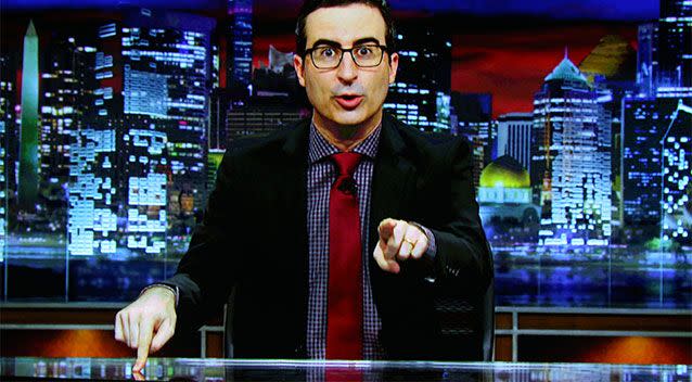 John Oliver on the set of Last Week Tonight. Photo: Getty Images