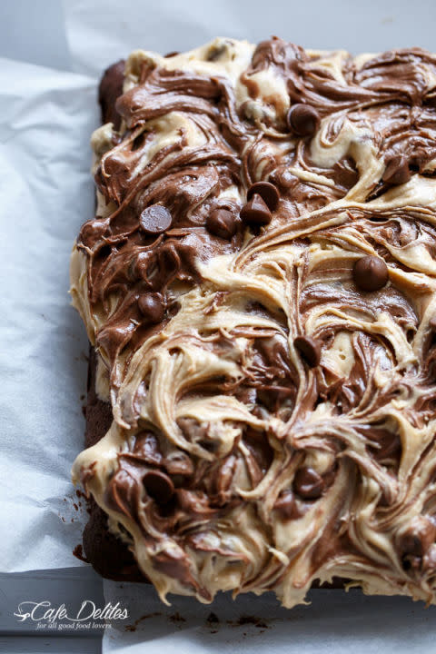 Espresso Fudge Brownies with Mocha Swirl Cookie Dough