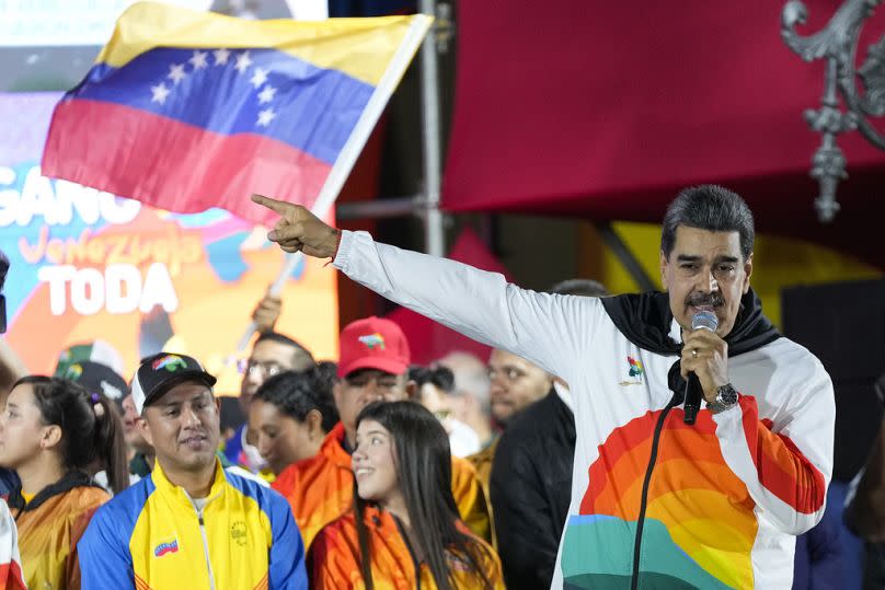 President Nicolas Maduro speaks to pro-government supporters after a referendum regarding Venezuela's claim to the Essequibo.