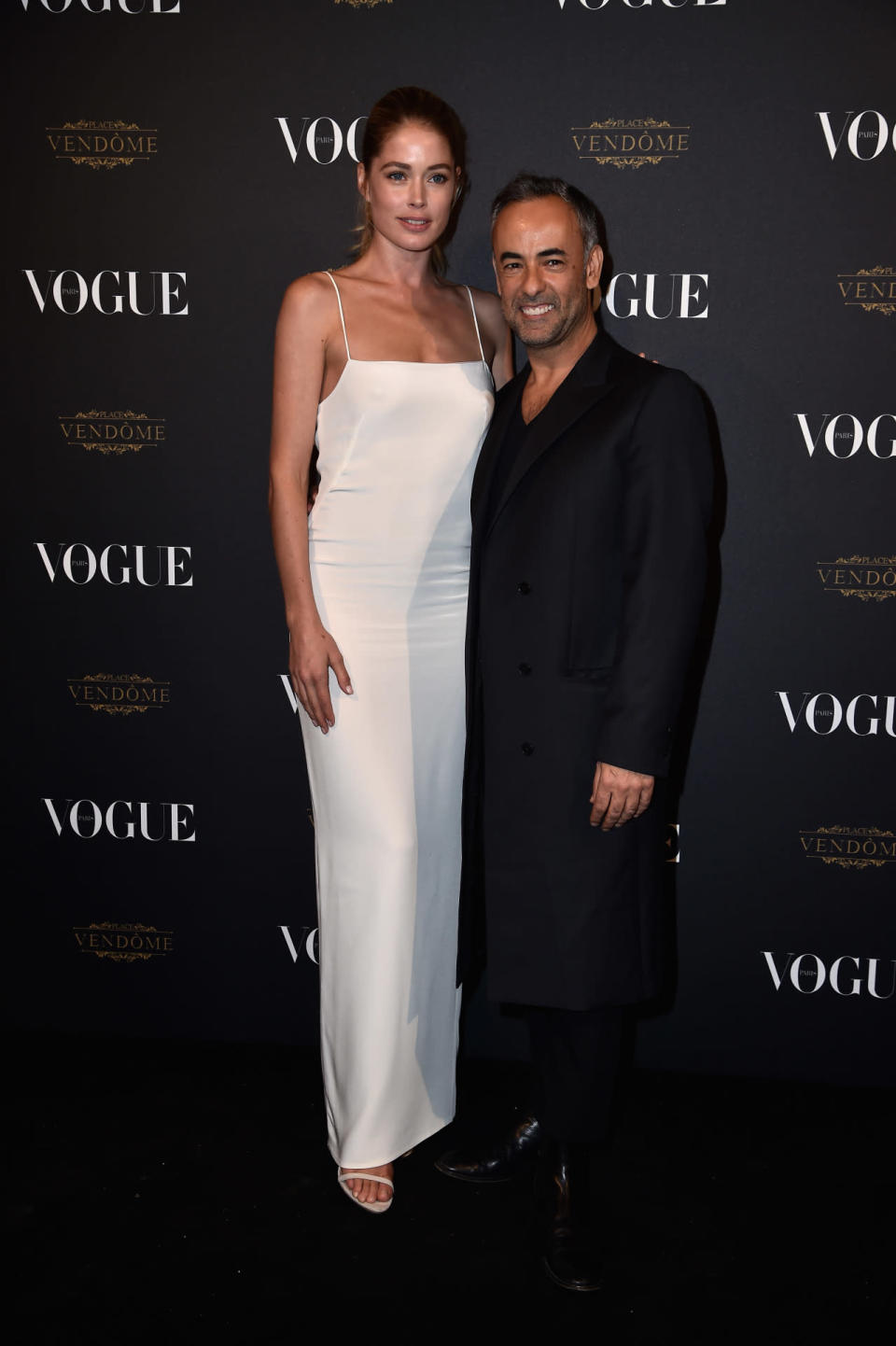 Doutzen Kroes in Calvin Klein Collection with designer Francisco Costa.