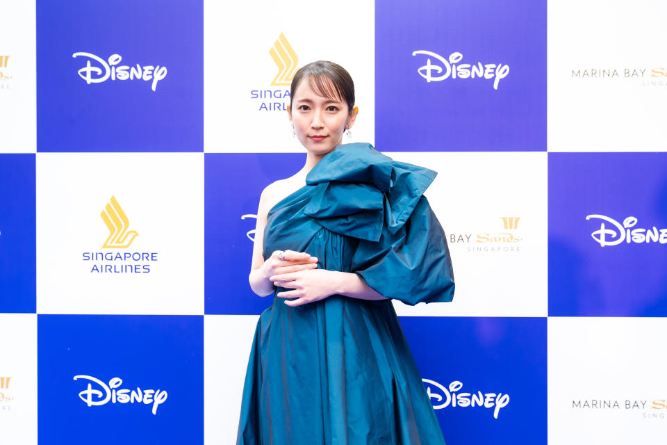 Gannibal star Riho Yoshioka on the blue carpet at the Disney Content Showcase in Singapore