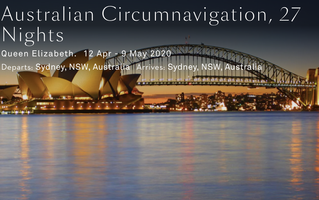 Sail on: the online advertisement for a circumnavigation of Australia: Cunard