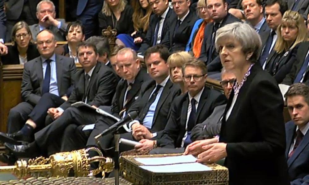 Theresa May speaks to MPs in the Commons on Thursday.