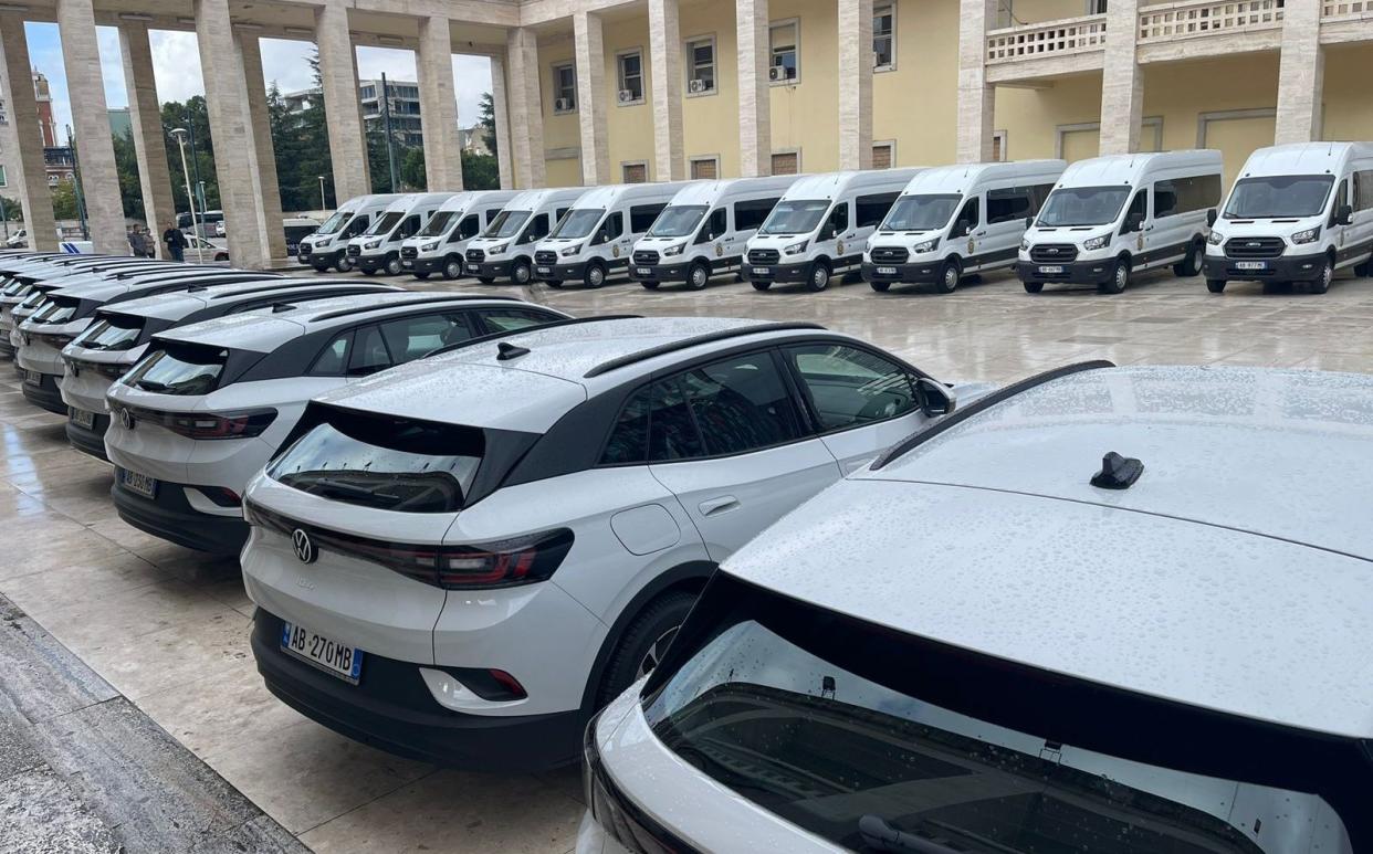 Fifteen electric cars and 22 minibuses will also be sent to upgrade Albania's prison service