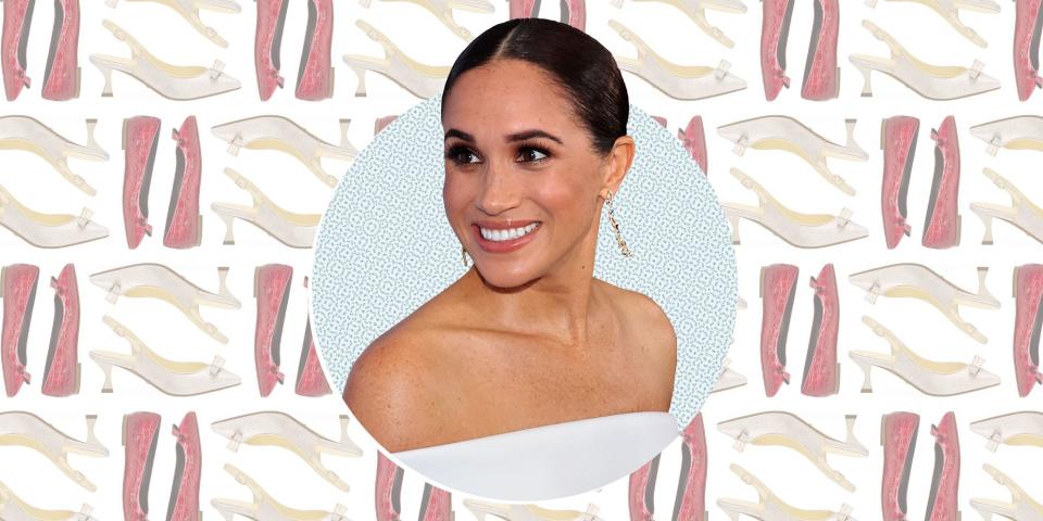 <p>When Meghan Markle likes a brand, she makes it known to the world very quickly. One such brand we know she favors is Sarah Flint. For years, the Duchess of Sussex has made appearances on numerous occasions sporting several shoes from the luxury designer. The best-selling <a href="https://go.redirectingat.com?id=74968X1596630&url=https%3A%2F%2Fwww.sarahflint.com%2Fproducts%2Fnatalie-black-vachetta&sref=https%3A%2F%2Fwww.townandcountrymag.com%2Fstyle%2Ffashion-trends%2Fg42789328%2Fsarah-flint-natalie-ballerina-slingback-kitten-heel-shoes%2F" rel="nofollow noopener" target="_blank" data-ylk="slk:Natalie flat;elm:context_link;itc:0;sec:content-canvas" class="link ">Natalie flat</a> is arguably Meghan's favorite—she was first seen wearing them in 2017 when she made her public debut alongside Prince Harry at the <a href="https://www.townandcountrymag.com/style/a12467025/meghan-markle-shoes-sarah-flint/" rel="nofollow noopener" target="_blank" data-ylk="slk:Invictus Games;elm:context_link;itc:0;sec:content-canvas" class="link ">Invictus Games</a>—and, if you recall, they got a <a href="https://www.townandcountrymag.com/style/fashion-trends/a39464191/sarah-flint-natalie-sling-spring-2022/" rel="nofollow noopener" target="_blank" data-ylk="slk:sleek update last year;elm:context_link;itc:0;sec:content-canvas" class="link ">sleek update last year</a> with a <a href="https://go.redirectingat.com?id=74968X1596630&url=https%3A%2F%2Fwww.sarahflint.com%2Fproducts%2Fnatalie-sling-espresso-croc-embossed-calf&sref=https%3A%2F%2Fwww.townandcountrymag.com%2Fstyle%2Ffashion-trends%2Fg42789328%2Fsarah-flint-natalie-ballerina-slingback-kitten-heel-shoes%2F" rel="nofollow noopener" target="_blank" data-ylk="slk:slingback;elm:context_link;itc:0;sec:content-canvas" class="link ">slingback</a>. Now, with spring just weeks away, the beloved styles just got a couple of <em>more</em> pretty upgrades—and let's just say, we wouldn't be surprised if Meghan orders a few pairs herself.</p><p>As part of Sarah Flint's newest collection, Return to Royalty, the duchess-approved shoes are available as ballet flats and slingback kitten heels. Like the original Natalie, the reimagined <a href="https://go.redirectingat.com?id=74968X1596630&url=https%3A%2F%2Fwww.sarahflint.com%2Fproducts%2Fnatalie-ballerina-cherry-embossed-calf&sref=https%3A%2F%2Fwww.townandcountrymag.com%2Fstyle%2Ffashion-trends%2Fg42789328%2Fsarah-flint-natalie-ballerina-slingback-kitten-heel-shoes%2F" rel="nofollow noopener" target="_blank" data-ylk="slk:Natalie Ballerina;elm:context_link;itc:0;sec:content-canvas" class="link ">Natalie Ballerina</a> features the same asymmetrical bow detailing but with a round-toe silhouette. They come in three elegant colorways with a chic croc-embossed leather outer sole and retail for $450 a pair. As for the latter design, the <a href="https://go.redirectingat.com?id=74968X1596630&url=https%3A%2F%2Fwww.sarahflint.com%2Fproducts%2Fperfect-natalie-sling-50-champagne-lame&sref=https%3A%2F%2Fwww.townandcountrymag.com%2Fstyle%2Ffashion-trends%2Fg42789328%2Fsarah-flint-natalie-ballerina-slingback-kitten-heel-shoes%2F" rel="nofollow noopener" target="_blank" data-ylk="slk:Perfect Natalie Sling 50;elm:context_link;itc:0;sec:content-canvas" class="link ">Perfect Natalie Sling 50</a> has an adjustable ankle strap at the back for extra support and a not-too-high, not-too-low 2-inch heel for added height. This style is available in gorgeous metallic and white hues, which are both ideal for fancier fetes on your agenda. </p><p>Judging by how fast Meghan's favorite fashion pieces usually sell out, we expect the same for these new shoes. So, take a look at the Natalie's latest sister styles below—and then head over to <a href="https://go.redirectingat.com?id=74968X1596630&url=https%3A%2F%2Fwww.sarahflint.com%2F&sref=https%3A%2F%2Fwww.townandcountrymag.com%2Fstyle%2Ffashion-trends%2Fg42789328%2Fsarah-flint-natalie-ballerina-slingback-kitten-heel-shoes%2F" rel="nofollow noopener" target="_blank" data-ylk="slk:SarahFlint.com;elm:context_link;itc:0;sec:content-canvas" class="link ">SarahFlint.com</a> to take your pick. </p>
