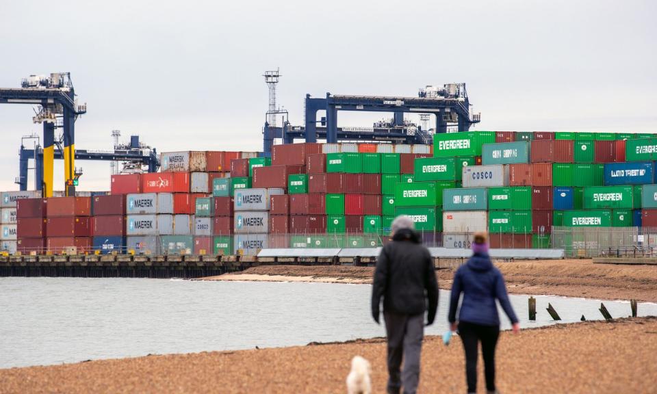 <span>A recent study by the ONS showed total goods exports in 2023 fell by £15.2bn, or 4.6%, compared with 2022.</span><span>Photograph: Joe Giddens/PA</span>