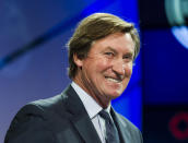 FILE - In this Dec. 10, 2017, file photo, former Edmonton Oilers great Wayne Gretzky speaks to media in Toronto. The Associated Press asked eight of the greatest current and former champions, including Gretzky, from seven different sports to find out what impressed them most about Tom Brady. (Christopher Katsarov/The Canadian Press via AP, File)