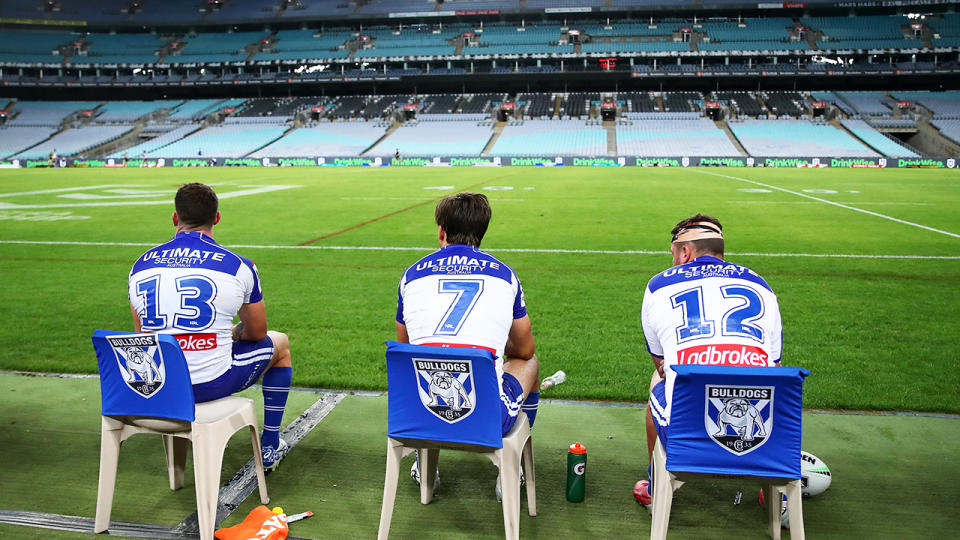 Similar scenes at ANZ Stadium, pictured here as the Bulldogs took on the Cowboys.