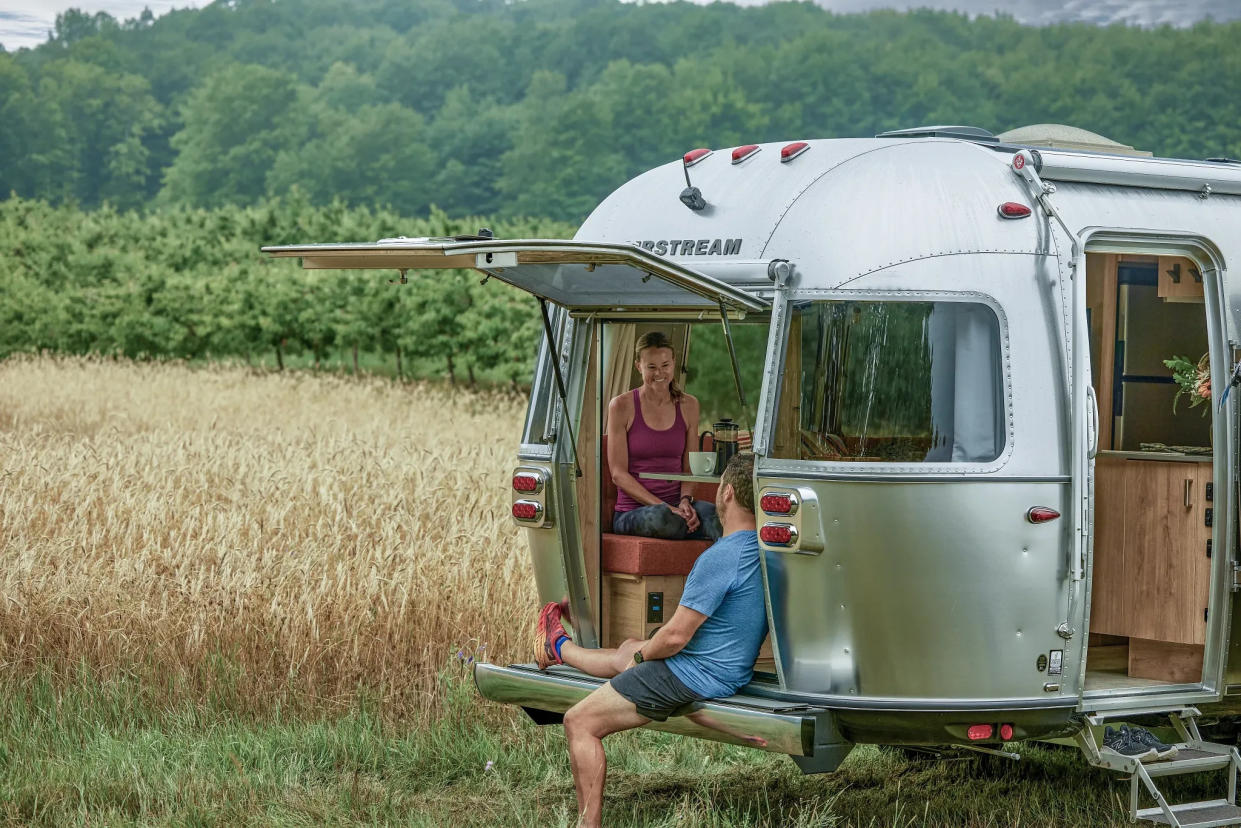 The rear hatch is a popular, optional design feature in the 2024 Trade Wind Airstream.