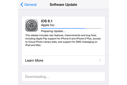 iOS software update screen