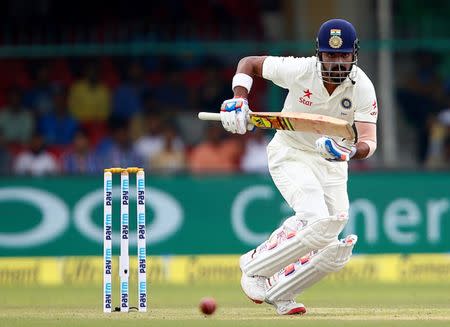 Cricket - India v New Zealand - First Test cricket match - Green Park Stadium, Kanpur, India - 22/09/2016. India's Lokesh Raul plays a shot. REUTERS/Danish Siddiqui