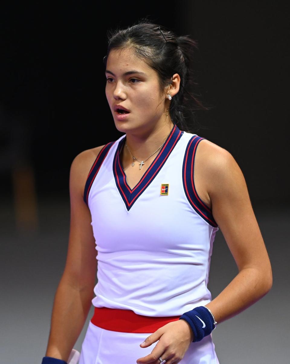 Emma Raducanu was beaten by Wang Xinyu in Linz (PA) (PA Wire)