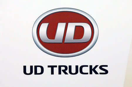 The logo of UD Trucks is seen in Tokyo, Japan April 23, 2018. REUTERS/Toru Hanai