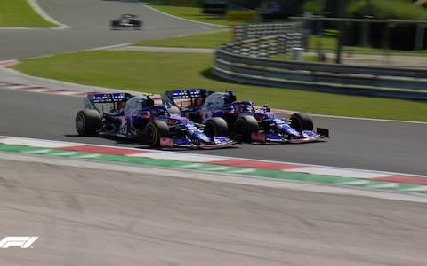 Toro Rosso drivers battle on track - Credit: F1 on Twitter