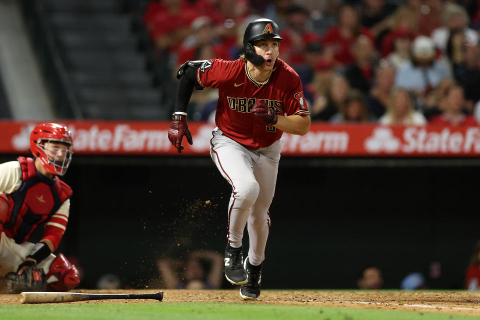 亞利桑那響尾蛇Jake McCarthy。（Photo by Rob Leiter/MLB Photos via Getty Images）