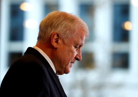 FILE PHOTO: German Interior Minister Horst Seehofer gives a statement in Berlin, Germany, November 5, 2018, on controversy surrounding former domestic intelligence chief Hans-Georg Maassen. REUTERS/Fabrizio Bensch