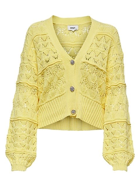 Only Alaia Organic Cotton-Blend Pointelle-Knit Cardigan. Image via Hudson's Bay.