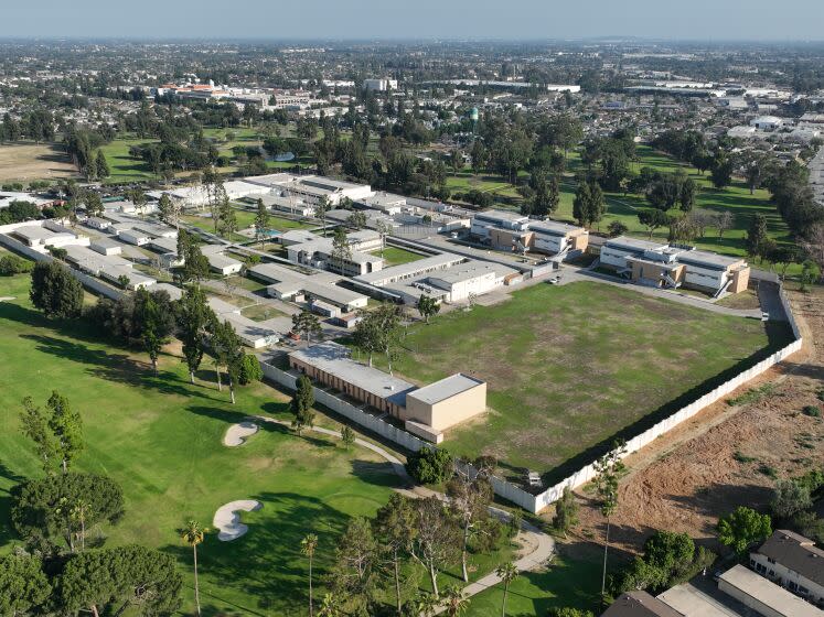 Downey, CA - June 29: Aerial view of Los Padrinos Juvenile Hall in Los Padrinos Juvenile Hall in Downey Thursday, June 29, 2023. (Allen J. Schaben / Los Angeles Times)