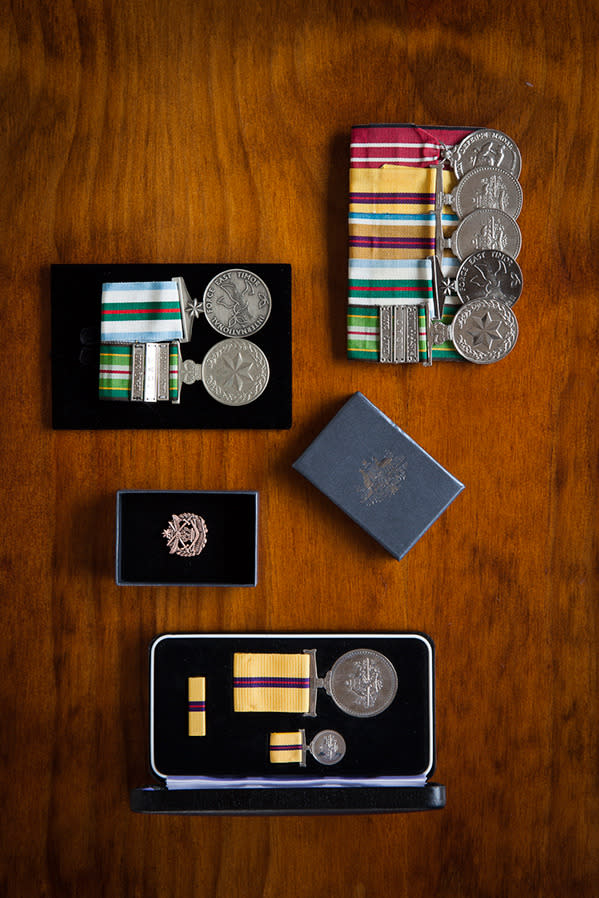 Suzanne Baker's military medals.