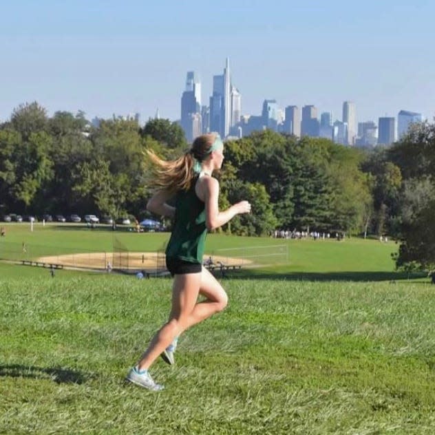 Archbishop Wood sophomore Gwen Hamilton competes in a Philadelphia Catholic League cross country meet.