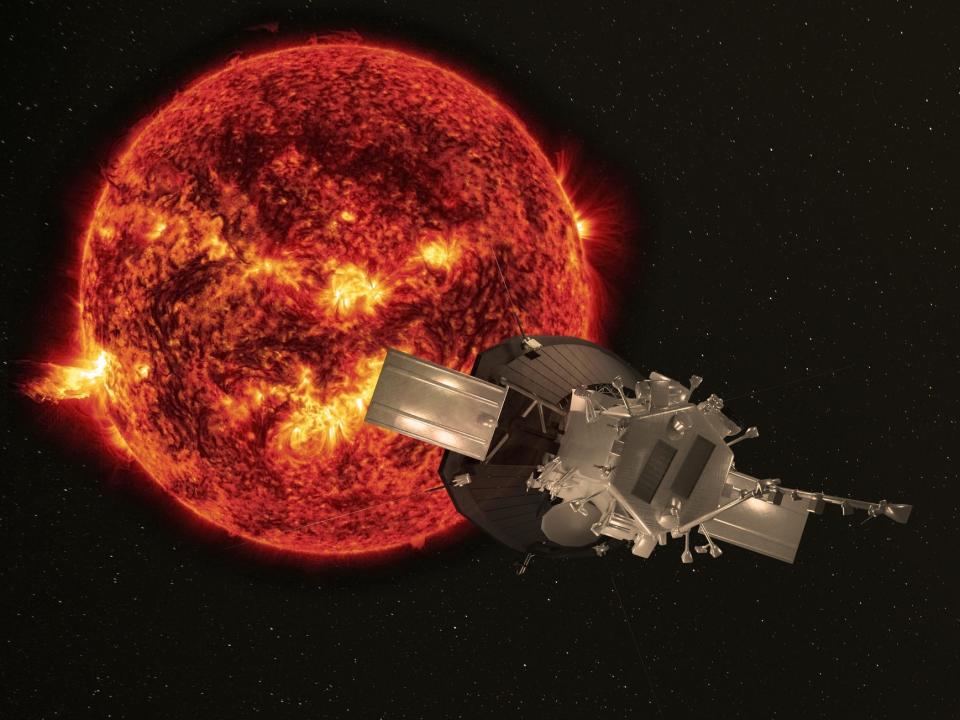 Illustration of Parker Solar Prove approaching the sun.