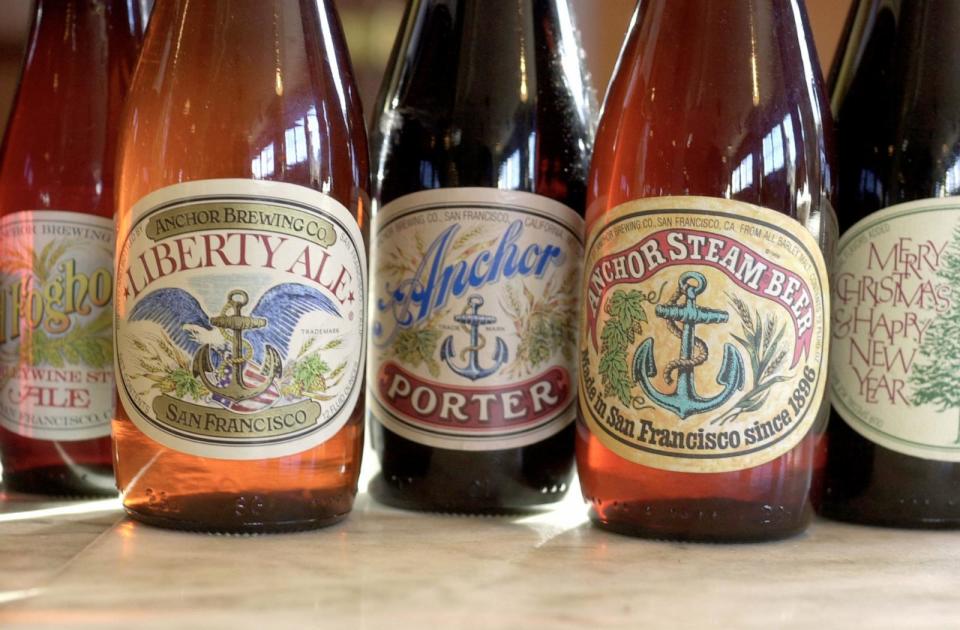 PHOTO: In this 2004 file photo, a number of artisan beers made at Anchor Brewing Co. are shown in San Francisco, Calif. (Craig Lee/The San Francisco Chronicle via AP, FILE)