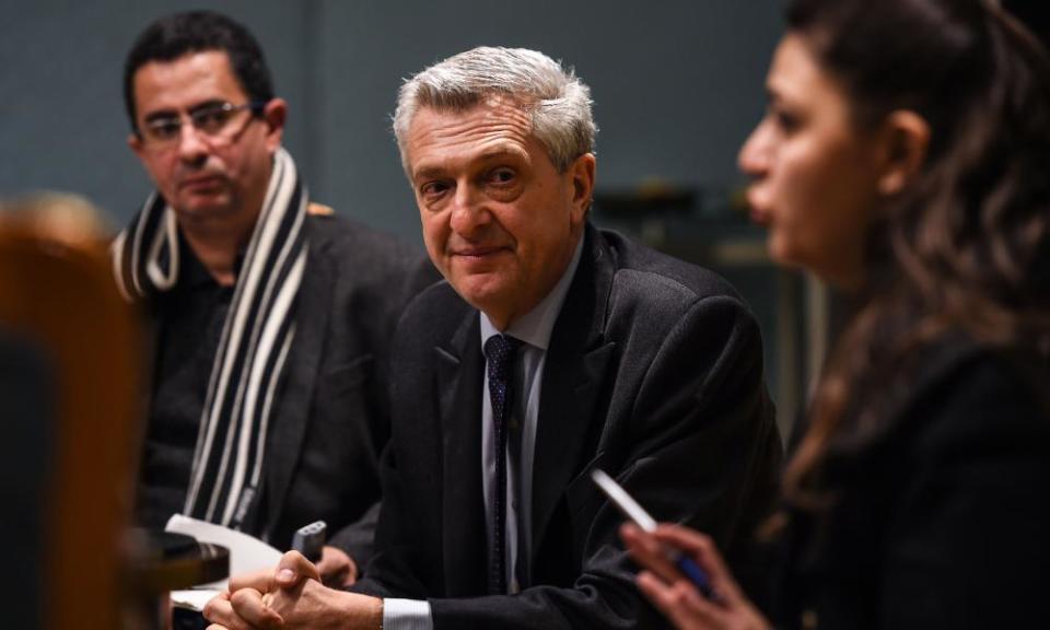 The UN high commissioner for refugees, Filippo Grandi, speaks during a press briefing in Cairo