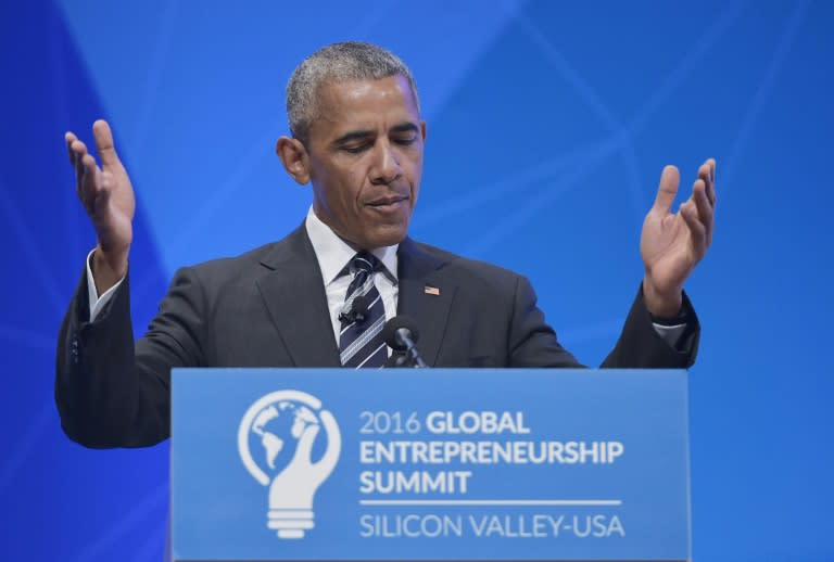 After speaking to Cameron on Friday, President Barack Obama, pictured at Stanford University on June 24, 2016, said he was "confident that the UK is committed to an orderly transition out of the EU"