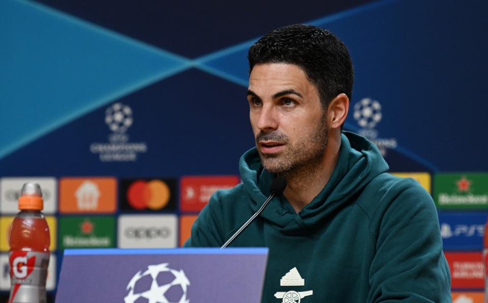 Arsenal manager Mikel Arteta speaking to the media ahead of Arsenal's game against Porto