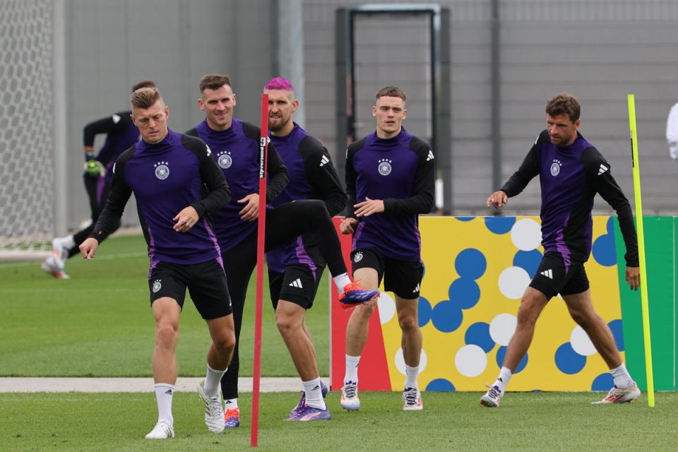 Germany train in Herzogenaurach ahead of the Spain quarter-final (EPA)