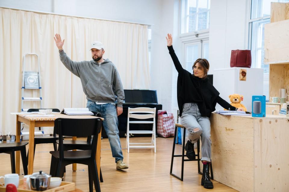 Hugo Chegwin and Cheryl in rehearsals (Helen Murray)