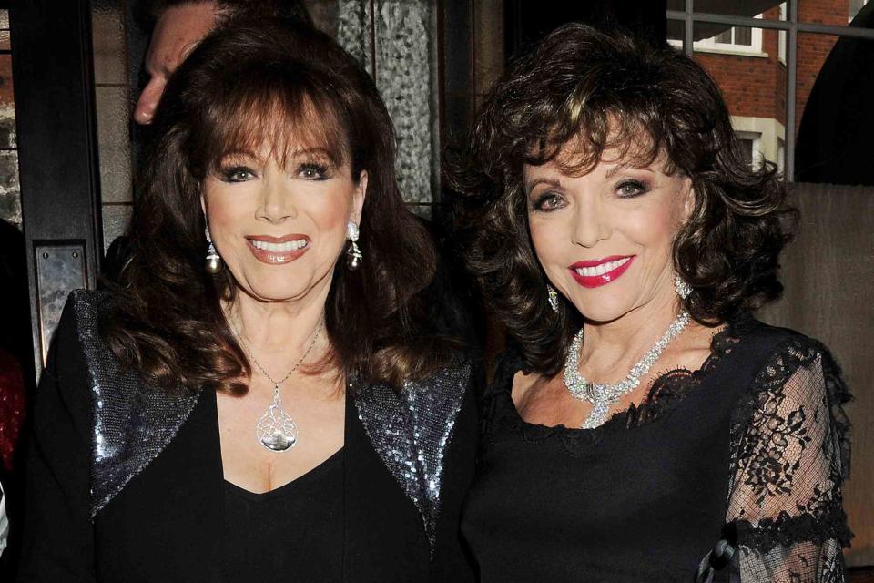 <p>Dave M. Benett/Getty</p> Jackie Collins (left) and Joan Collins attend a birthday gathering at 34 Grosvenor Square on June 25, 2012 in London, England