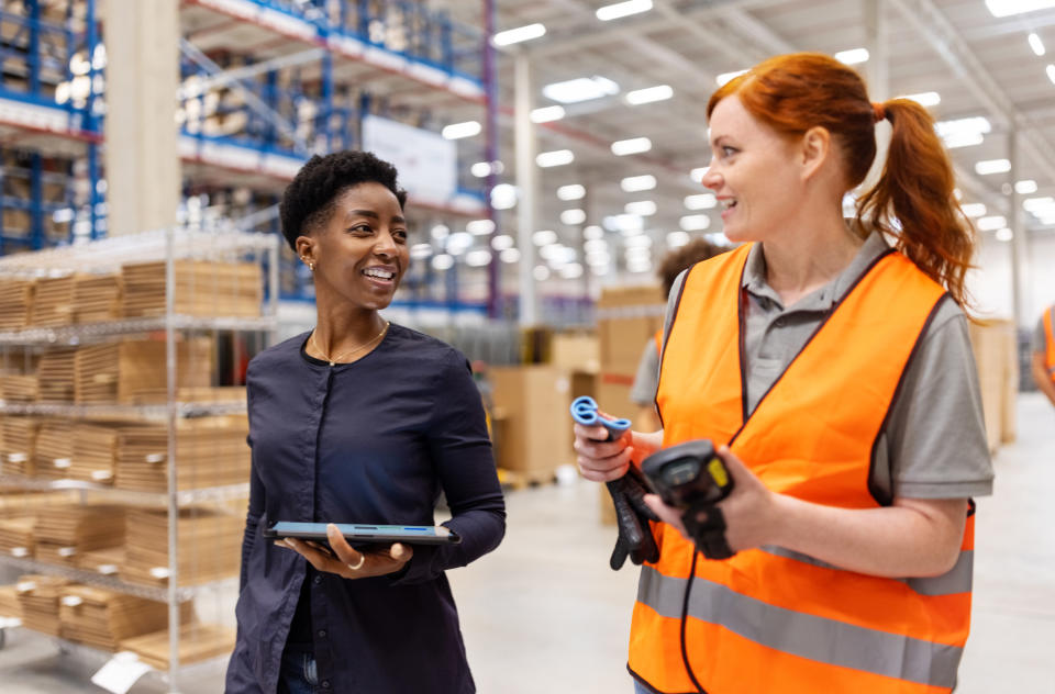 two women working