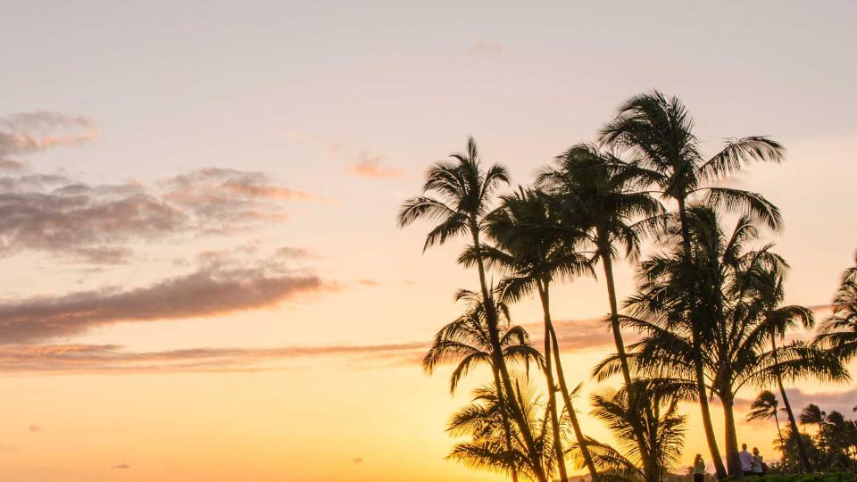 Poipu beach at sunset, Kauai, Hawaii