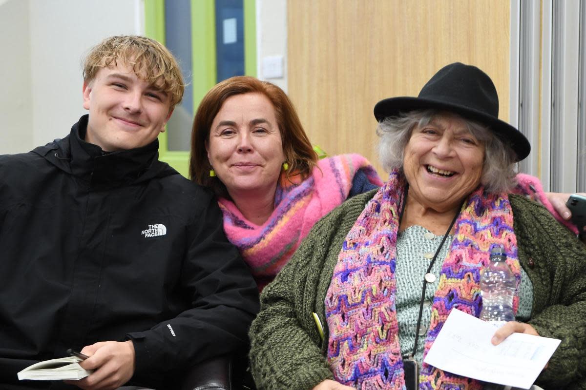 Rafe Coleman-Chadwick, mum Clair Challenor-Chadwick and Harry Potter actress Miriam Margolyes <i>(Image: Supplied)</i>