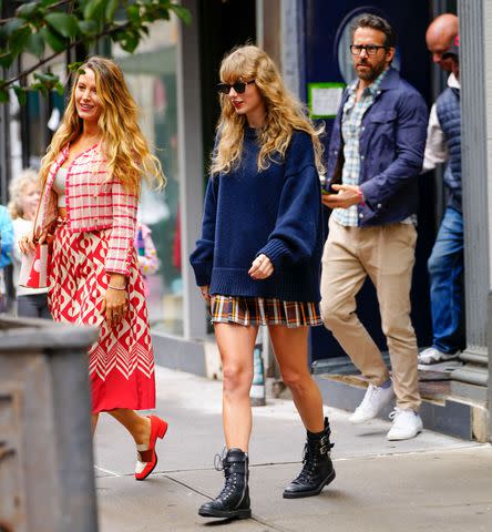 <p>TheImageDirect.com</p> Blake Lively, Taylor Swift and Ryan Reynolds in New York City on September 30, 2023