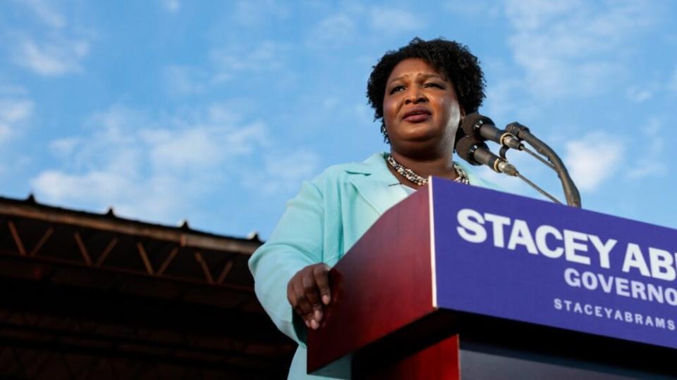 Stacey Abrams speaks during a campaign rally on March 14, 2022 in Atlanta, Georgia. (Photo by Anna Moneymaker/Getty Images)