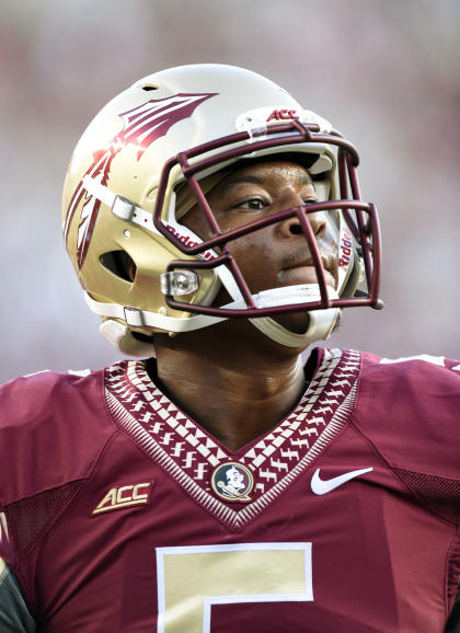 Jameis Winston (5) warms up before Florida State's win over Clemson. (USAT)